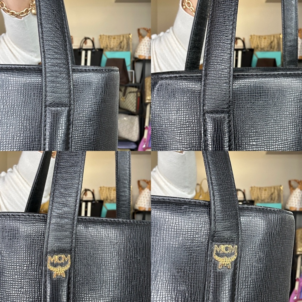 MCM Munchen Black Leather Tote with Gold Logo Plaque COA - Picture 8 of 8
